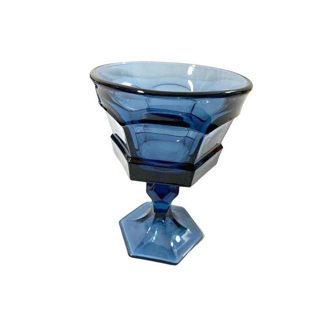 Four Vintage Cobalt Blue Drinking Glasses 5